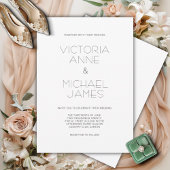 Zwart & Wit Moderne Elegante Huwelijksuitnodiging Kaart