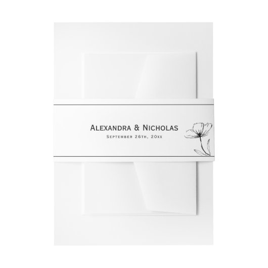 Zwart-wit Moderne Elegante Minimale Bruiloft Uitnodigingen Wikkel (Voorkant Voorbeeld)