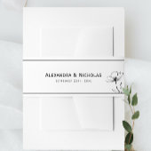 Zwart-wit Moderne Elegante Minimale Bruiloft Uitnodigingen Wikkel