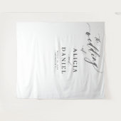 Zwart-wit moderne elegante trouwachtergrond wandkleed (Voorkant (horizontaal))