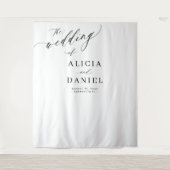 Zwart-wit moderne elegante trouwachtergrond wandkleed (Voorkant)