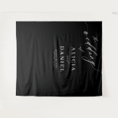 Zwart-wit moderne elegante trouwachtergrond wandkleed (Voorkant (horizontaal))