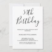 Zwart-wit Moderne Elegantie 50e Verjaardag Kaart (Voorkant)