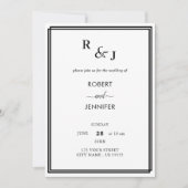 Zwart-wit moderne elegantie Border Wedding Kaart (Voorkant)