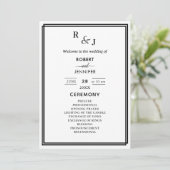 Zwart-wit moderne elegantie Border Wedding Programmakaart (Staand voorkant)