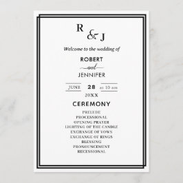 Zwart-wit moderne elegantie Border Wedding Programmakaart