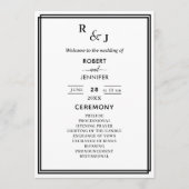 Zwart-wit moderne elegantie Border Wedding Programmakaart (Voorkant)