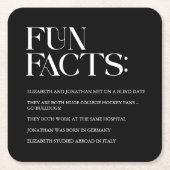 Zwart-wit moderne feiten bruiloft kartonnen onderzetters (Voorkant)