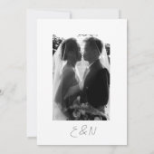 Zwart-wit moderne foto bruiloft kaart (Achterkant)