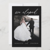 Zwart-wit moderne foto elopement-huwelijk kaart (Achterkant)