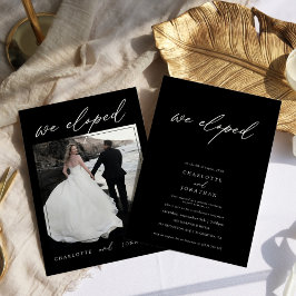 Zwart-wit moderne foto elopement-huwelijk kaart