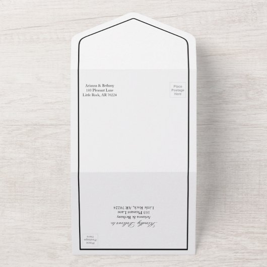 Zwart & Wit Moderne foto Handfasting bruiloft All In One Uitnodiging (Buitenkant)