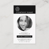 Zwart Wit | Moderne foto Zwart Wit QR Code Visitekaartje (Voorkant)