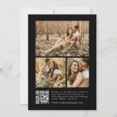 Zwart & Wit Moderne Fotocollage QR Code Bruiloft Kaart (Achterkant)