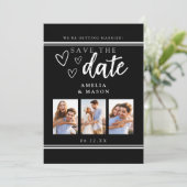 Zwart-wit moderne fotocollage save the date (Staand voorkant)