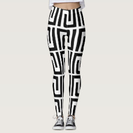Zwart-wit Moderne Geometrische Leggings