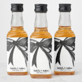 Zwart-wit Moderne Grote Schattigee Bow bruiloft gu Likeurfles Etiket (Flessen)