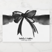 Zwart-wit Moderne Grote Schattigee Bow bruiloft gu Likeurfles Etiket (Enkel label)