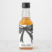 Zwart-wit Moderne Grote Schattigee Bow bruiloft gu Likeurfles Etiket (Voorkant)