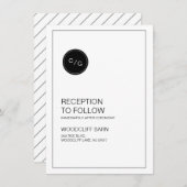 Zwart-wit moderne huwelijksreceptie kaart (Voorkant / Achterkant)