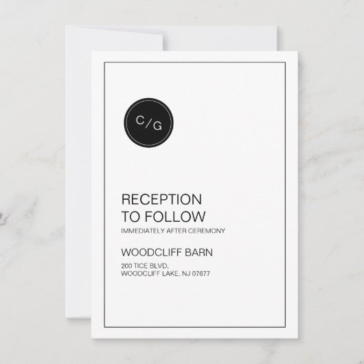 Zwart-wit moderne huwelijksreceptie kaart (Voorkant)