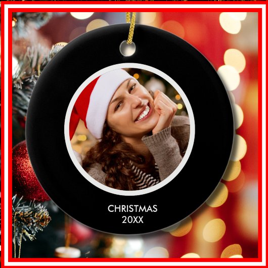 Zwart-Wit | Moderne Initialen Monogram FOTO Keramisch Ornament