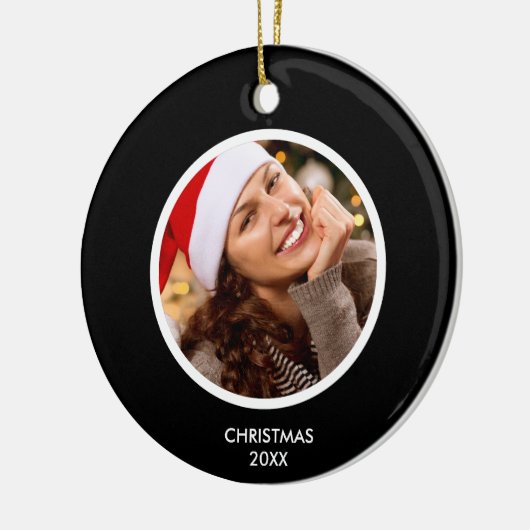 Zwart-Wit | Moderne Initialen Monogram FOTO Keramisch Ornament (Links)