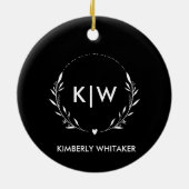 Zwart-Wit | Moderne Initialen Monogram FOTO Keramisch Ornament (Achterkant)
