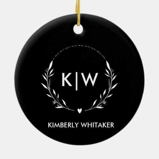 Zwart-Wit | Moderne Initialen Monogram FOTO Keramisch Ornament (Achterkant)
