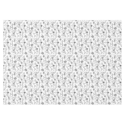 Zwart Wit Moderne Insecten Illustratie Liefde Bug Tafelkleed (Voorkant (Horizontaal))