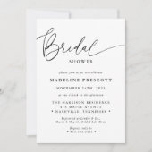 Zwart-Wit Moderne Kalligrafie Bruidsfeest Kaart (Voorkant)