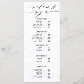 Zwart-wit moderne kalligrafie Salon Spa Prijs Menu (Voorkant)