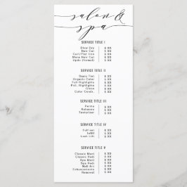 Zwart-wit moderne kalligrafie Salon Spa Prijs Menu