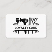 Zwart-wit moderne kapper loyaliteit Kaart Klantenkaartje (Voorkant)