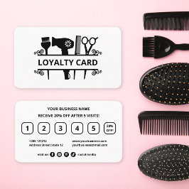 Zwart-wit moderne kapper loyaliteit Kaart Klantenkaartje