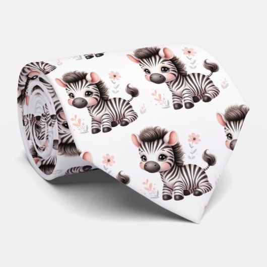 Zwart-wit moderne Kawaii Mooie zebra's Stropdas (Opgerold)