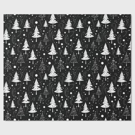 Zwart-wit moderne kerst cadeaupapier (Vlak)