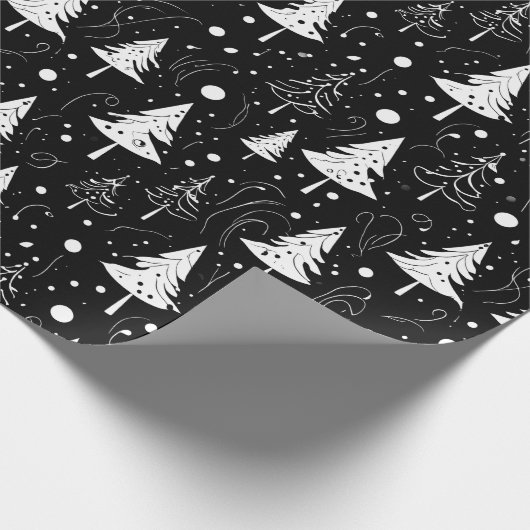 Zwart-wit moderne kerst cadeaupapier (Hoek)