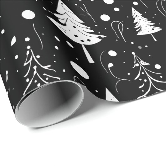 Zwart-wit moderne kerst cadeaupapier (Rol Hoek)