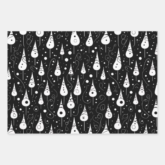Zwart-wit moderne kerst inpakpapier vel (Voorkant 2)