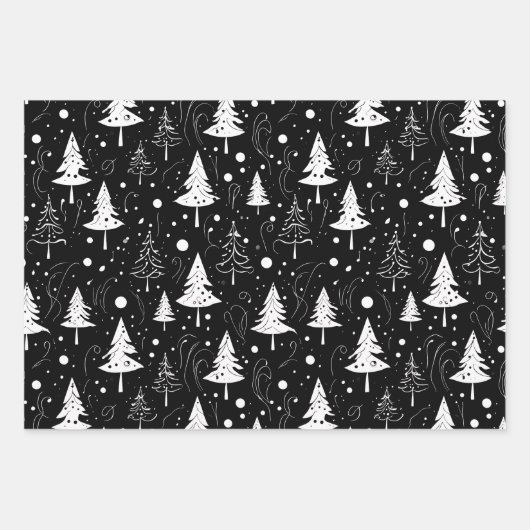 Zwart-wit moderne kerst inpakpapier vel (Voorkant)