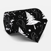 Zwart-wit moderne kerstbomen stropdas (Opgerold)