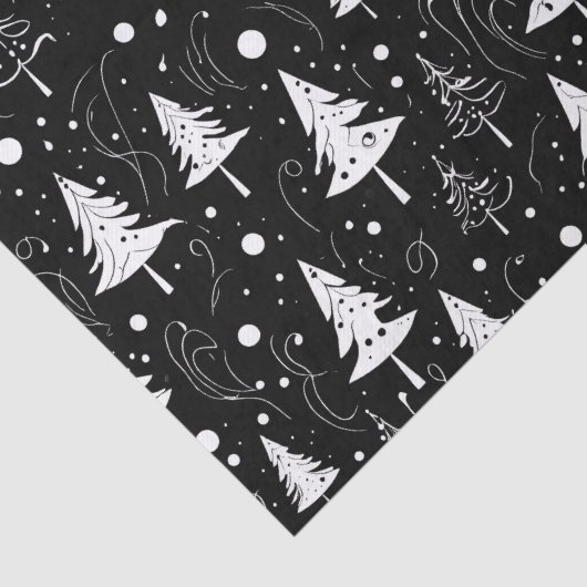 Zwart-wit moderne kerstbomen tissuepapier (Detail)