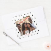 Zwart Wit Moderne Kerstmis Familie Foto Vierkante Sticker (Envelop)