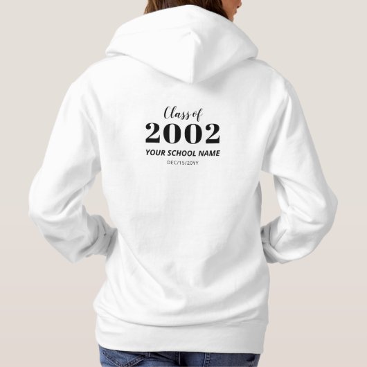 Zwart-wit moderne klasse reünie partij gunst hoodie (Achterkant)