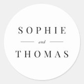 Zwart-wit Moderne klassieke bruiloft Ronde Sticker (Voorkant)