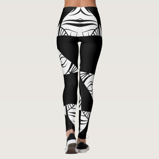 Zwart, wit Moderne Leggings patroon Art Leggings (Achterkant)
