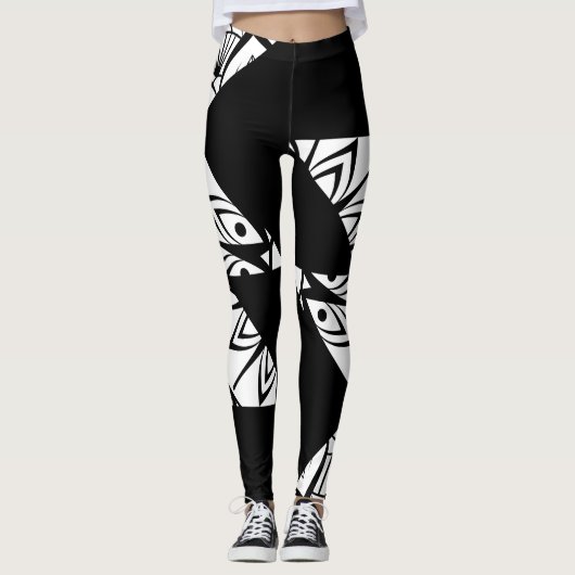 Zwart, wit Moderne Leggings patroon Art Leggings (Voorkant)