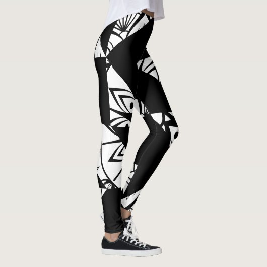 Zwart, wit Moderne Leggings patroon Art Leggings (Rechts)