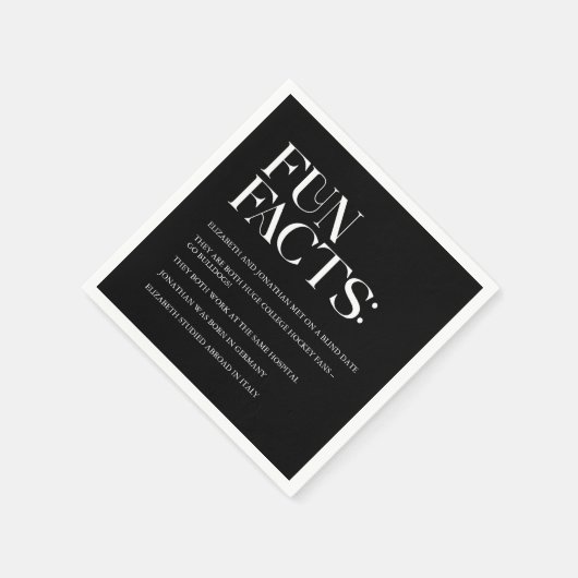 Zwart-wit Moderne Leuke Feiten Bruiloft Servet (Hoek)